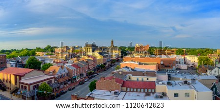 panorama of suburban area and aerial view with sunny blue sky in Summer West Chester , USA Royalty-Free Stock Photo #1120642823