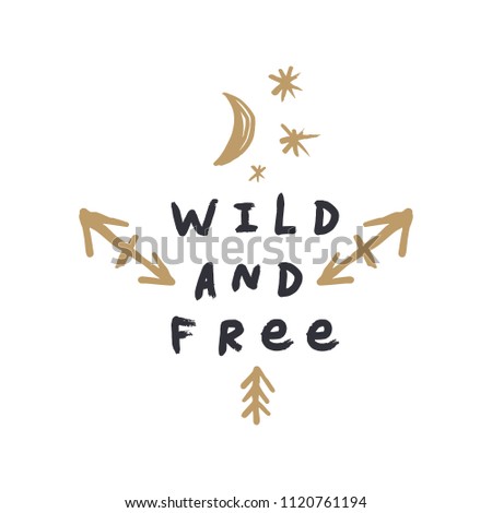 Vector wild lettering text and tribal objects. Decor elements for your design and other. Good for gift cards and kids products. Clipart. Isolated details.