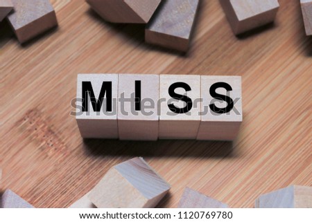 Miss Word Written In Wooden Cube