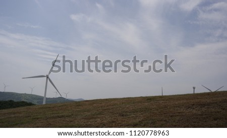 beautiful blue sky and windmill
