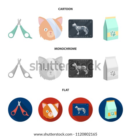 Scissors, cat, bandage, wounded .Vet Clinic set collection icons in cartoon,flat,monochrome style vector symbol stock illustration web.