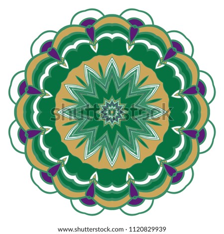 Mandala symbol isolated on white background. Indian ornament. Vector illustration