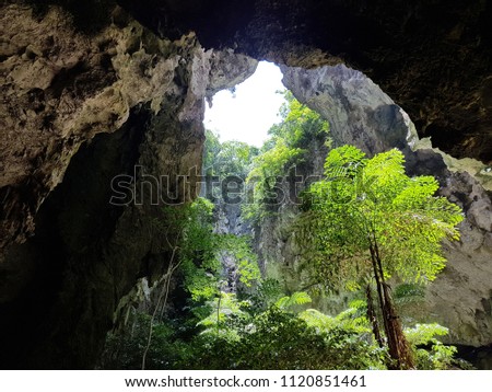 Sun light hole in Phraya Nakhon Cave at Prachuap Khiri Khan Thailand. 