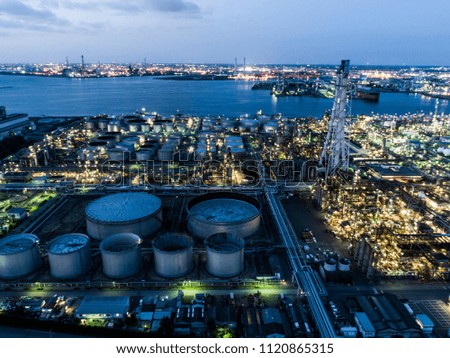 A beautiful night view of the factory zone in Japan.
Aerial view.
