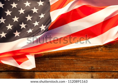 american flag on wooden background - USA - Independence day - 4th of July