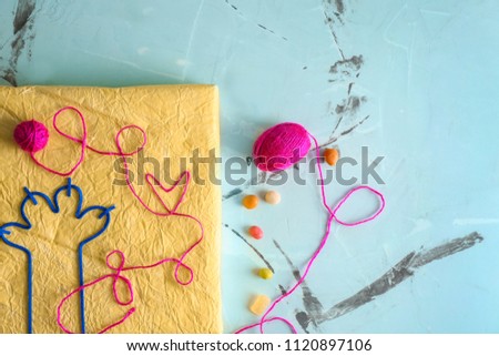 Creative gift box on color background