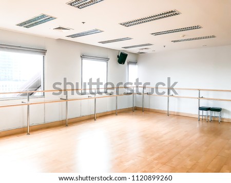 Empty ballet dance room with copy space. Royalty-Free Stock Photo #1120899260