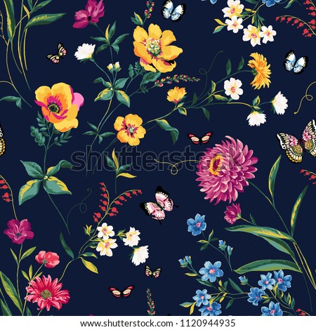 Seamless Floral Pattern in Vector