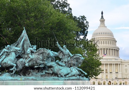Washington DC - Civil War Memorial Statue in front o the US Capitol Building Royalty-Free Stock Photo #112099421