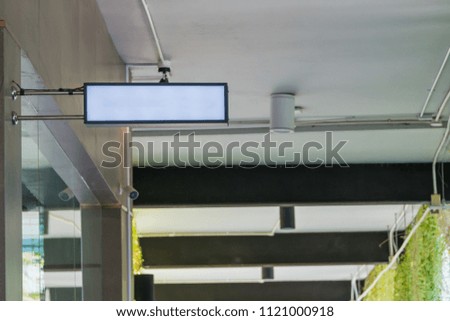 Sign is blank for the fill it at business mall building background