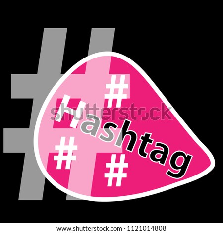 Hashtag icon isolated on black background. Vector illustration.