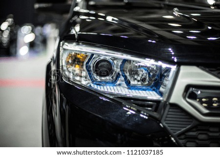 headlight of modern sedan car with led and xenon optics