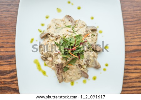 meat salad with cream sauce
