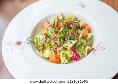 fresh vegetable salad with homemade oil