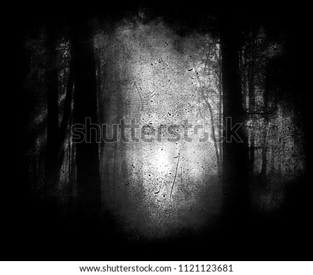 Scary horror dark forest, spooky halloween wallpaper