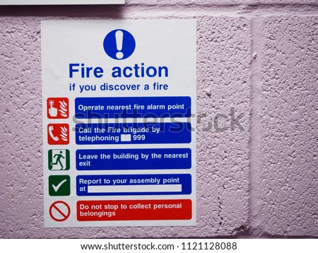 Health and Safety Fire Action Assembly Point UK Sign
