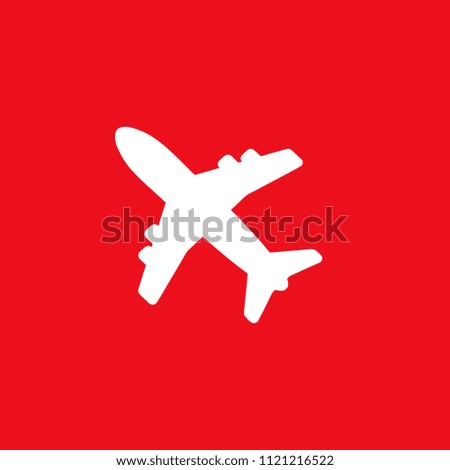 aircraft. white icon on red background
