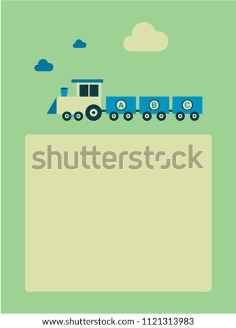 cute train greeting card vector. cute train baby arrival greeting card vector.