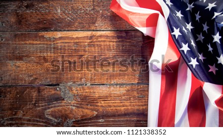 american flag on wooden background - USA - Independence day - 4th of July