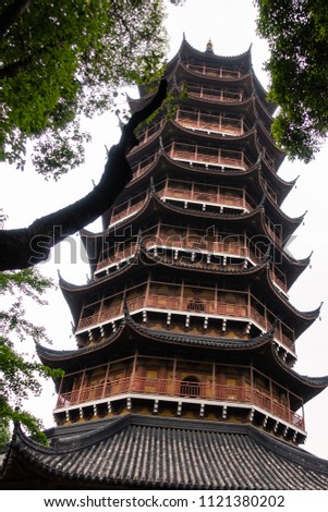 Ancient Chinese Temple Architecture Overcast Travel Location