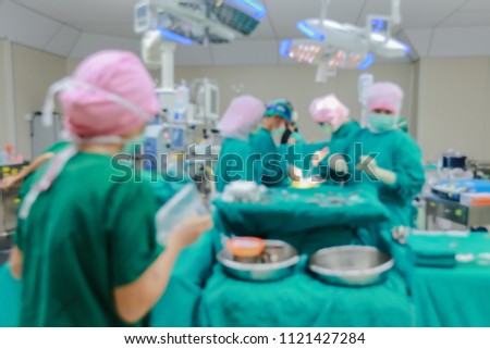 Blurred​ of​ surgeon and teamwork ​ surgery to​ treatment patient in operating room at the hospital.