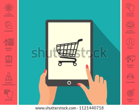 Shopping cart icon, shopping basket design, trolley icon
