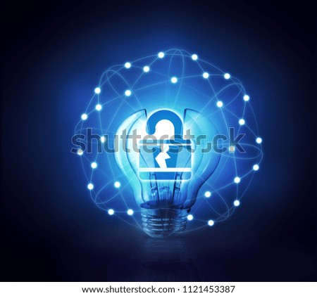 Conceptual light bulb on the technology of the professional.