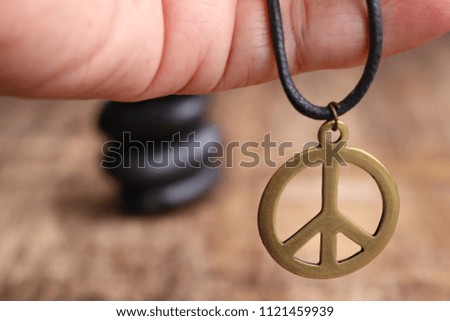 Peace symbol leather necklace