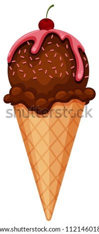 A chocolate icecream in a cone illustration