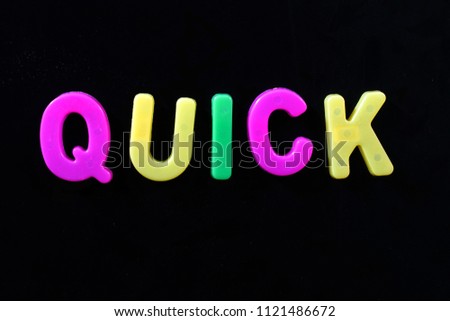 English letters in black background are the words education, glowing, white, red, style, collection quick