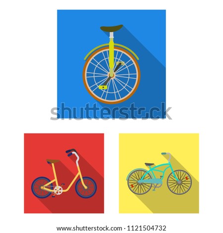 Various bicycles flat icons in set collection for design. The type of transport vector symbol stock web illustration.