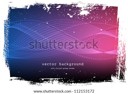 Purple vector smooth wavy background with grungy border