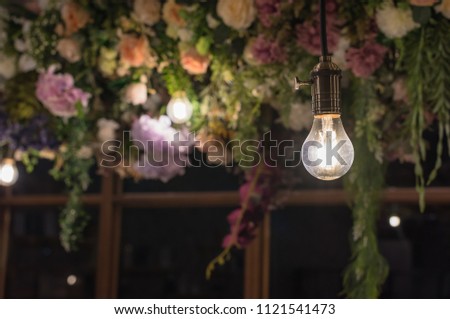 Light bulb with flowers background