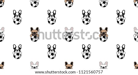 Dog soccer seamless pattern french bulldog vector football repeat background tile cartoon wallpaper isolated