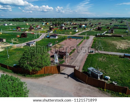 construction of a cottage village in the Leningrad region photo from a height
