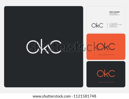 Letters OKC logo icon with business card vector template.