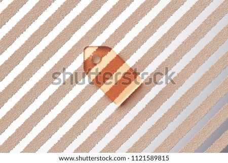 Orange Glass Tag Icon on the Silver Stripes Background. 3D Illustration of Orange Price, Price Tag, Sale, Sticker, Store, Icon Set With Fur Striped Silver Background.