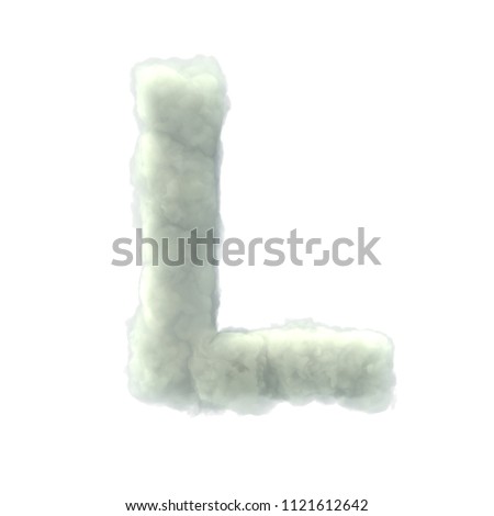 Cloud stylized letter. Front view stylized capital symbol on transparent background. 3d rendering illustration