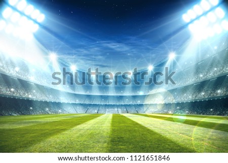Lights at night and football stadium 3d rendering 