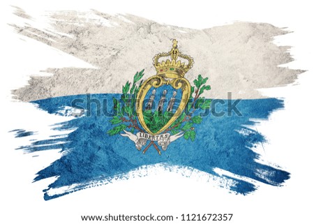 Grunge San Marino flag. San Marino flag with grunge texture. Brush stroke.
