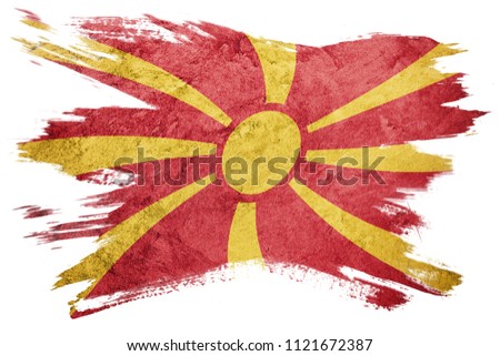 Grunge Macedonia flag. Macedonian flag with grunge texture. Brush stroke.