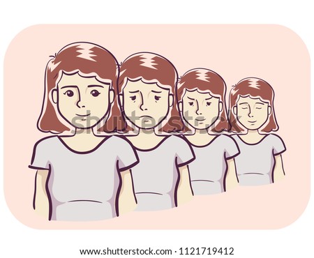 Illustration of a Teenage Girl Showing Different Mood Swings
