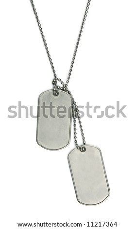 blank army dogtags isolated on white background - insert your own name or message