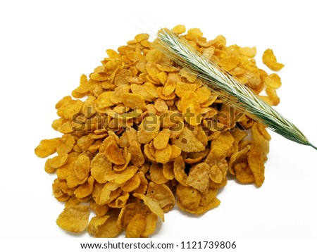 Cornflakes with cereals on a white background