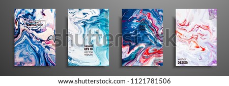 Abstract painting, can be used as a trendy background for wallpapers, posters, cards, invitations, websites. Modern artwork. Marble effect painting. Mixed blue, purple and red paints Royalty-Free Stock Photo #1121781506