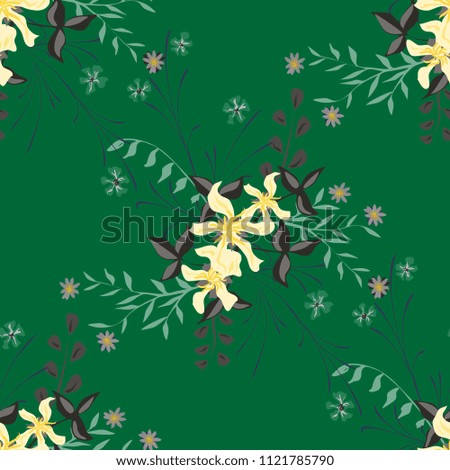 Little Floral Seamless Pattern with Gentle Wildflowers. Girlie Natural Background in Liberty Style with Small Blossoms of Daisy Flowers. Vector Ditsy Pattern for Paper, Linen, Chintz. Floral Texture