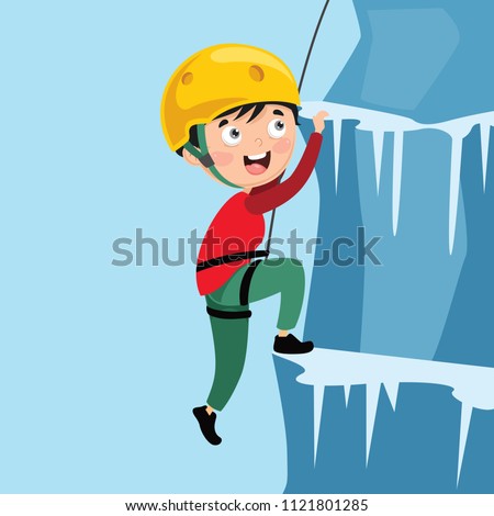 Vector Illustration Of Kid Climbing