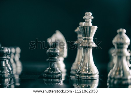 Chess game competitive business concept ,   Fighting and confronting problems,   Exhibited under the concept of games.