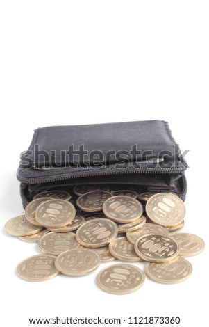 Wallet and Japanese coin