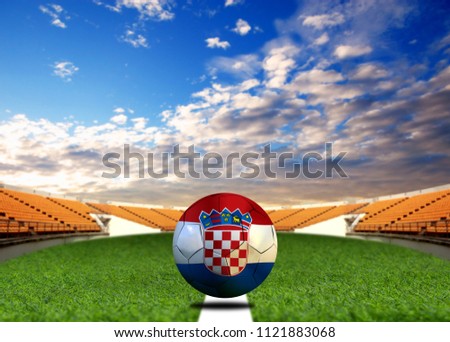 Croatian flag and soccer ball.
Concept sport.
